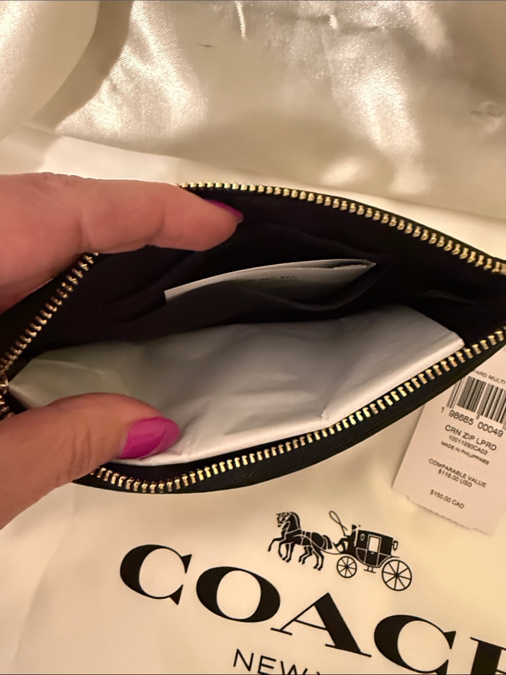 🤎🖤Coach NWT Leopard Print Corner Zip Wristlet With Gold Hardware - Picture 4 of 6